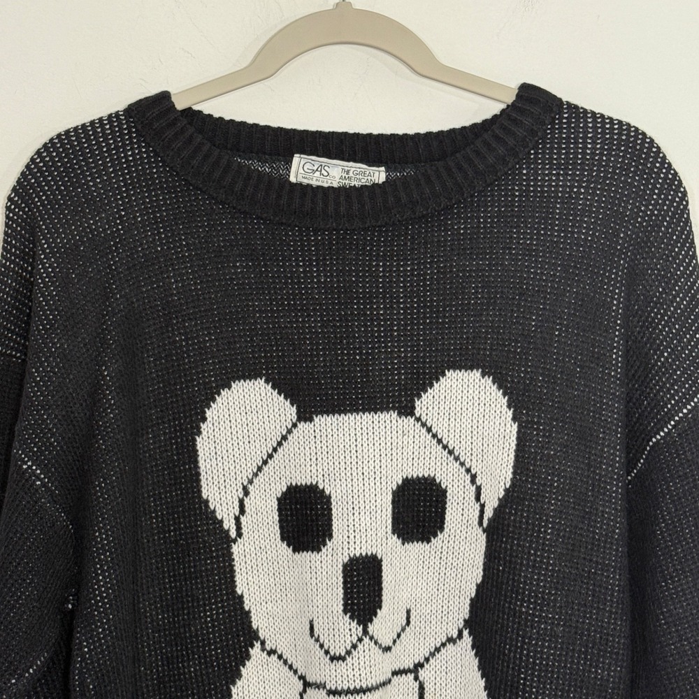Vintage Great American Sweater Company Womens XL Black Bear Oversized Grunge - Picture 3 of 12